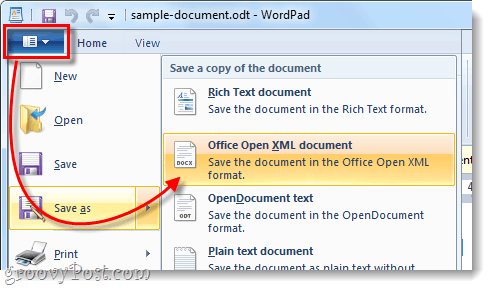 zapisz plik ODT jako otwarty dokument XML