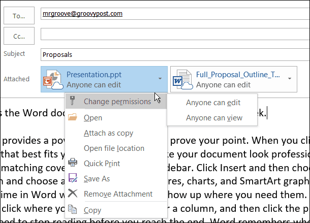 Zapowiedź pakietu Office 2016: Korzystanie z nowoczesnych załączników w programie Outlook