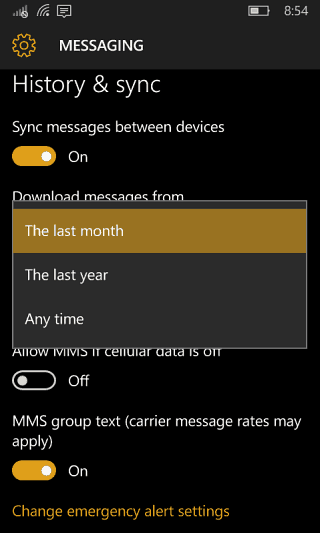 2 kopie zapasowe wiadomości Windows 10 Mobile