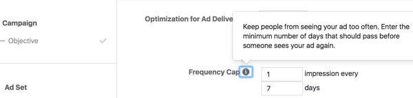 Określ, ile razy średnio użytkownik powinien zobaczyć Twoją reklamę w określonym czasie.