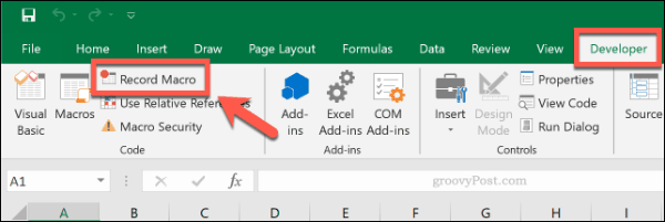 Przycisk Nagraj makro w programie Microsoft Excel