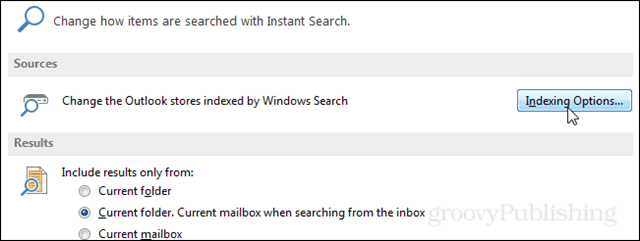 Jak odbudować indeks wyszukiwania programu Outlook 2013