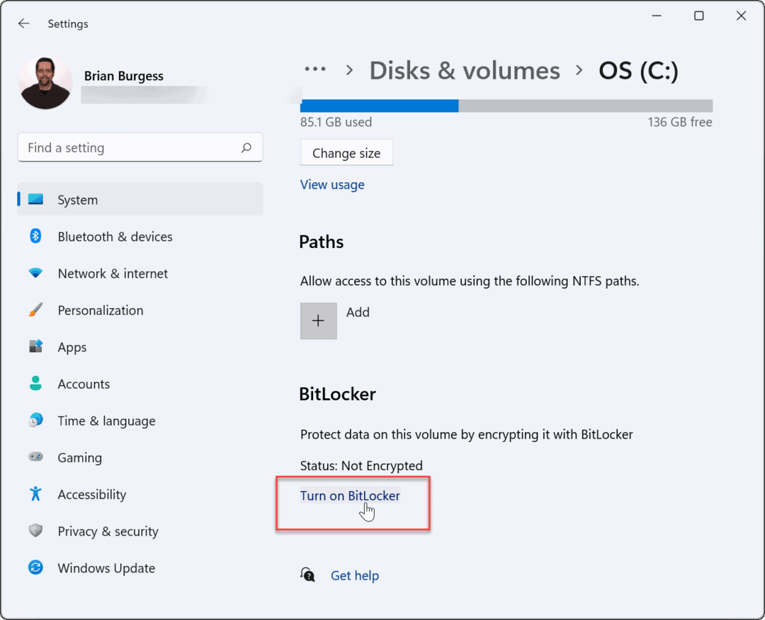 Włącz funkcję bitlocker, użyj szyfrowania bitlocker w systemie Windows 11