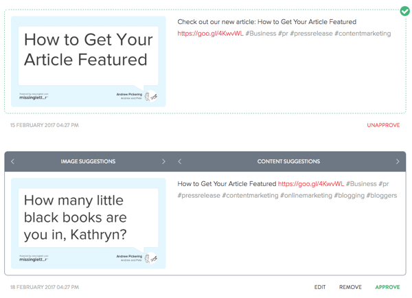 Po utworzeniu przez MissingLettr tweetów dotyczących Twojego posta na blogu, możesz edytować wszystkie tweety według własnych upodobań.