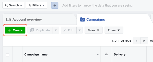 Jak kierować ciepłe leady za pomocą reklam na Facebooku Messenger, krok 1, utwórz kampanię w Menedżerze reklam