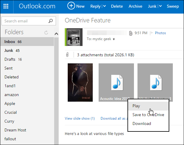 Zapisz załączniki Outlook.com do OneDrive jednym kliknięciem
