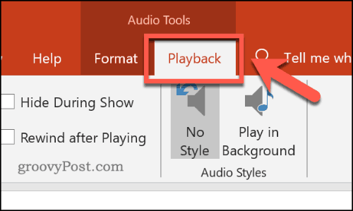 Menu odtwarzania audio w programie PowerPoint