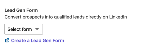 Jak stworzyć karuzelę do generowania leadów na LinkedIn, krok 6, wybierz formularz do generowania leadów
