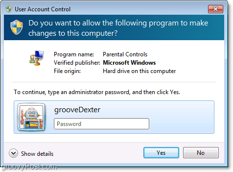 możesz zastąpić ograniczenie kontroli rodzicielskiej w systemie Windows 7, wprowadzając hasło administratora