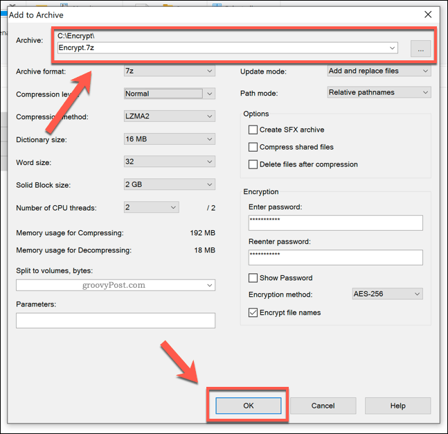 Tworzenie archiwum 7zip w systemie Windows 10