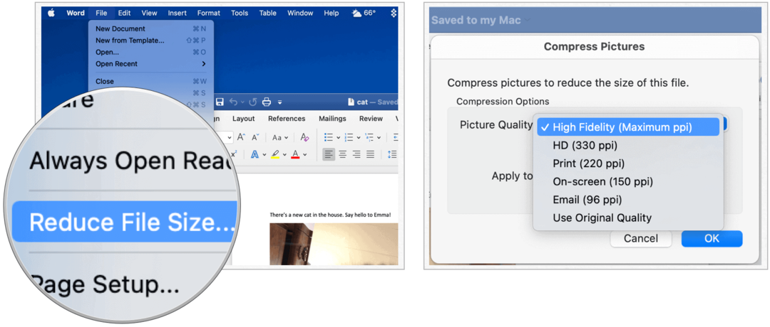 Microsoft Word na Macu zmniejsza rozmiar pliku