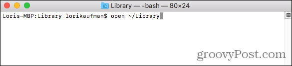 Otwórz folder biblioteki w Finderze z terminala na komputerze Mac