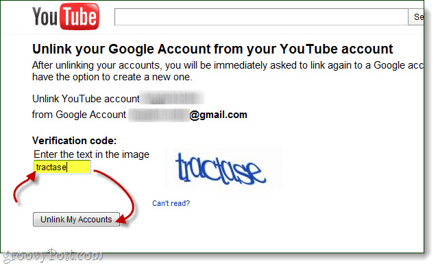 potwierdź, że chcesz rozłączyć konta Google i YouTube