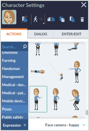 ustawienia postaci goanimate