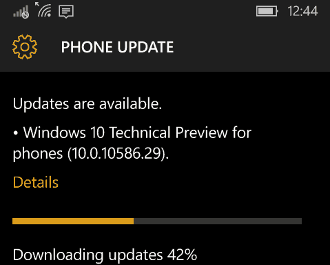Windows 10 Mobile Build 10586.29 Zwraca dla Windows Phone