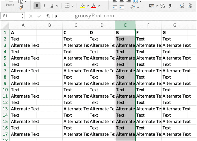 Zastępowanie kolumny programu Excel