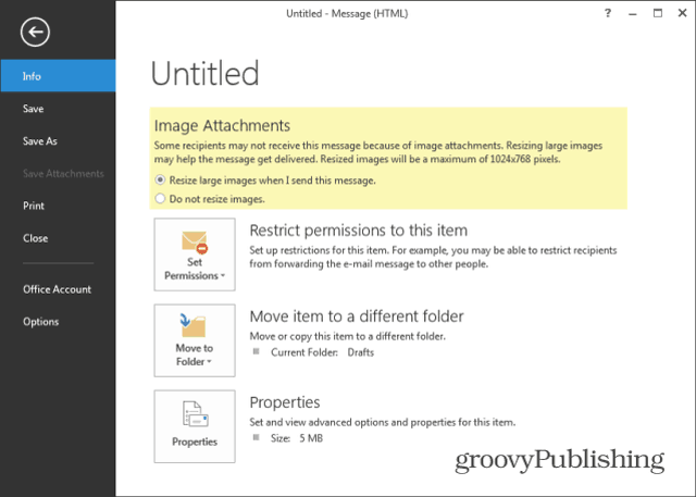 Outlook 2013 Zmiana rozmiaru obrazów do wiadomości