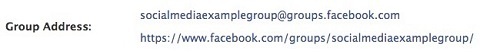 wyskakujące okienko niestandardowego adresu URL grupy na Facebooku