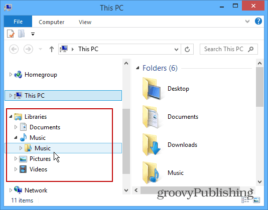 Porada Windows 8.1: Przywróć biblioteki w Eksploratorze plików
