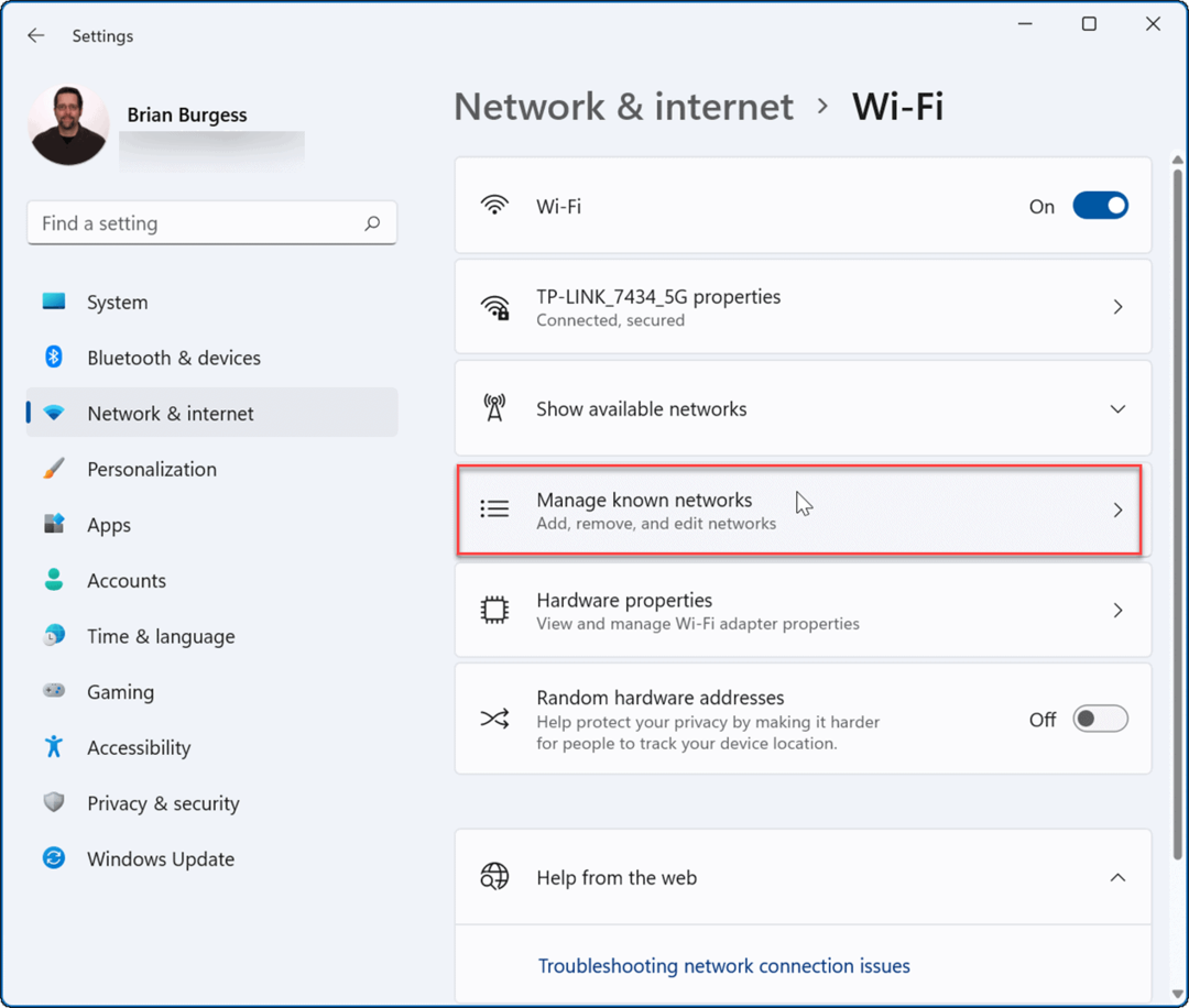 Zapomnij o sieci Wi-Fi w systemie Windows 11