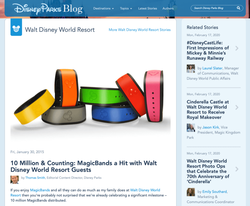 Artykuł Disney MagicBand z bloga Disneya