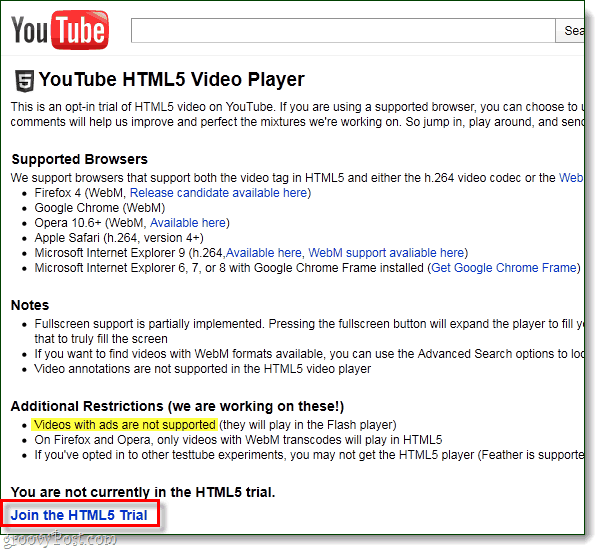 Oglądaj YouTube na swoim komputerze z HTML5 zamiast Flasha