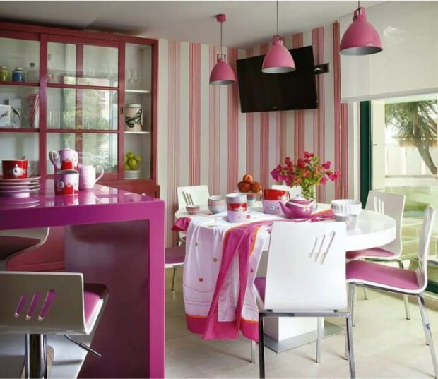 Zalecenia dotyczące nowoczesnej różowej dekoracji kuchni