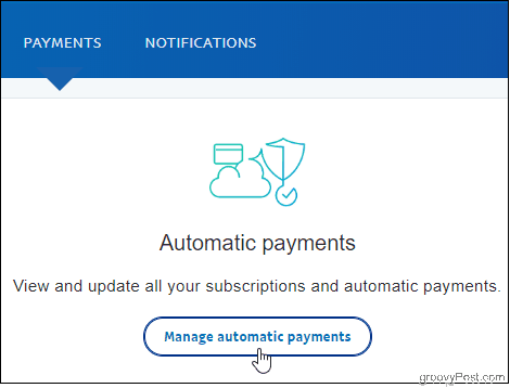 PayPal Kliknij Zarządzaj płatnościami automatycznymi
