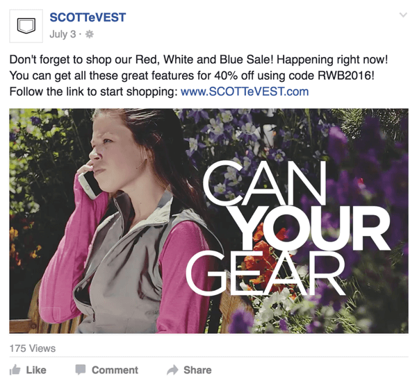 Scottevest reklama wideo na Facebooku