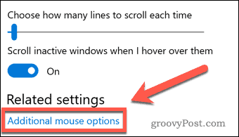 Łącze dodatkowych opcji myszy systemu Windows