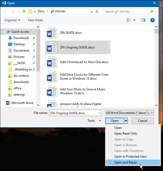 Jak ręcznie naprawić dokumenty pakietu Microsoft Office za pomocą pakietu Office