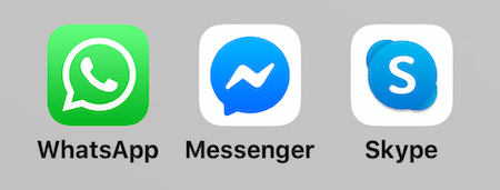 ikony dla WhatsApp, Facebook Messenger i Skype