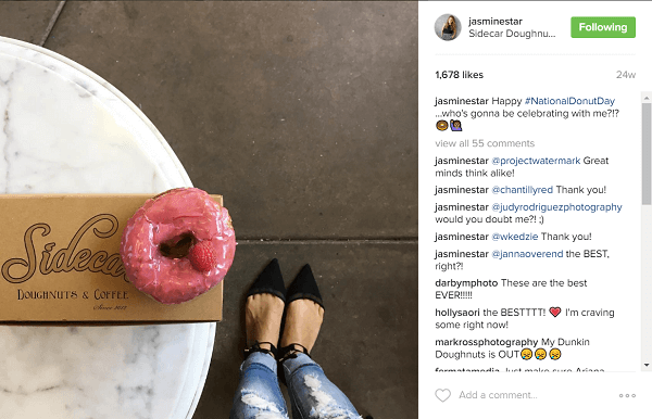 Jasmine Star odkryła, że ​​jej fani pokochali, publikując pączki na Instagramie.