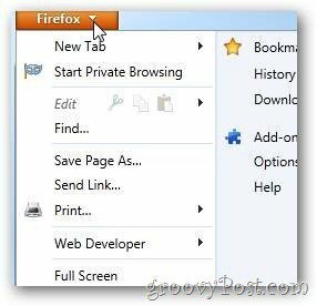 Opcje otwierania strzałki w przeglądarce Firefox