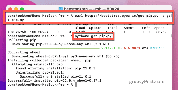 Instalowanie PIP za pomocą skryptu Get-PIP na Macu