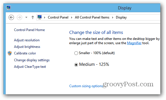 Opcje wyświetlania Surface RT