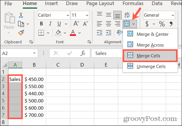 Scal komórki w Excelu, aby obrócić tekst