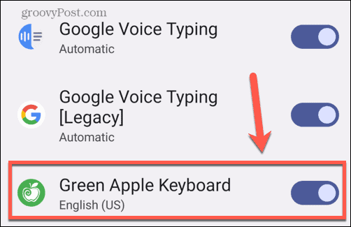 Android włącza klawiaturę zielonego jabłka