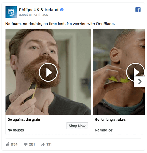 W reklamie karuzeli wideo firma Philips przedstawia kilka przypadków użycia swojego produktu.