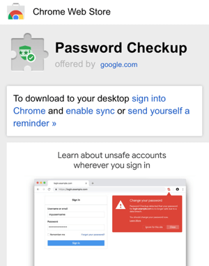Rozszerzenie Password Checkup do Chrome