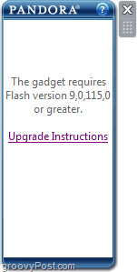 Błąd Flash Pandora Windows gadżet 7