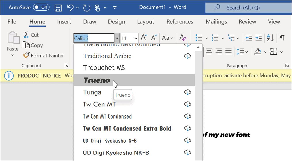 Nowa czcionka w Microsoft Word