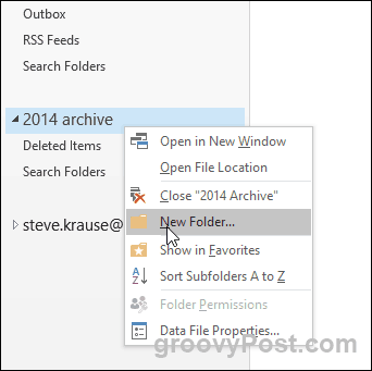 Outlook 2016 - Utwórz nowy folder w pliku PST