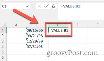 Formuła wartości Excela