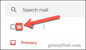 Gmail Wybierz wszystko Przycisk dodatkowych opcji e-mail