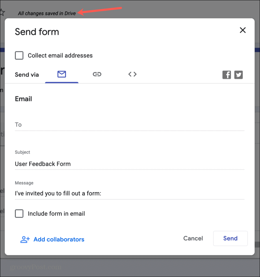 Formularze Google wyślij swój formularz