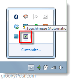menu TouchFreeze w zasobniku systemowym