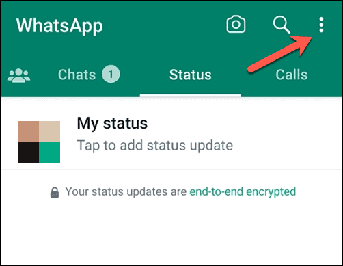 Otwórz menu Whatsapp