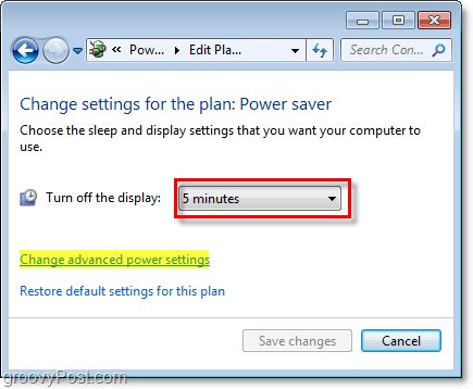 edytuj podstawowe ustawienia planu oszczędzania energii w systemie Windows 7 i kliknij łącze zaawansowane, aby edytować ustawienia zaawansowane