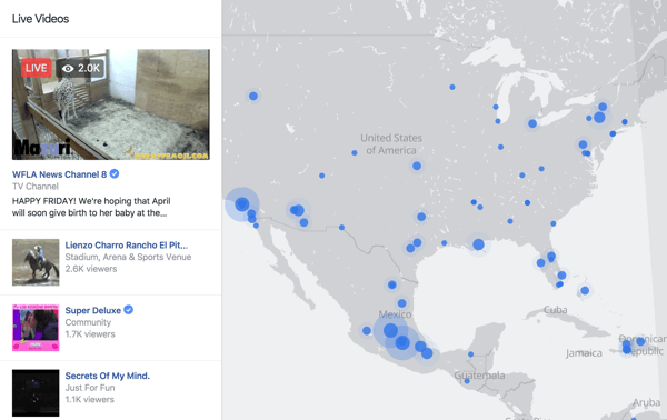 Mapa na żywo na Facebooku to interaktywny sposób, dzięki któremu widzowie mogą znaleźć transmisje na żywo z dowolnego miejsca na świecie.